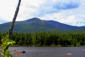 Maine Baxter Park Water & Wooded Mountains.
